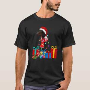 Kerstmis Dobermann Hond Xmas Lichten Kerstman Hoed T-shirt