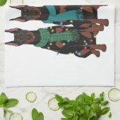 Kerstmis Dobermann Liefhebber Hond Moeder Vakantie Theedoek (Gevouwen)