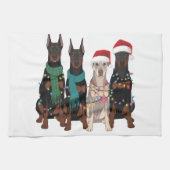 Kerstmis Dobermann Liefhebber Hond Moeder Vakantie Theedoek (Horizontaal)