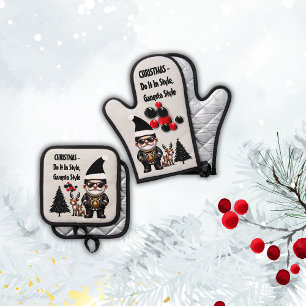 Kerstmis - doe het in stijl, gangsta stijl   ovenwant & pannenlap set