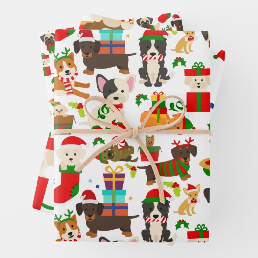 Kerstmis Dog Inpakpapier Vel (In situ)