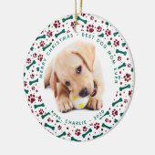 Kerstmis - DOG MOM - Persoonlijke kaartenfoto Keramisch Ornament (Links)
