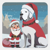 Kerstmis Dog Sticker Vierkant (Voorkant)