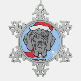 Kerstmis Dogge Gezicht Tin Sneeuwvlok Ornament
