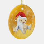 Kerstmis: Doll met Gold Bokeh-achtergrond Keramisch Ornament (Rechts)