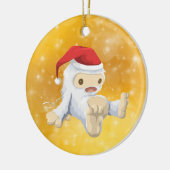 Kerstmis: Doll met Gold Bokeh-achtergrond Keramisch Ornament (Links)