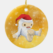 Kerstmis: Doll met Gold Bokeh-achtergrond Keramisch Ornament (Achterkant)