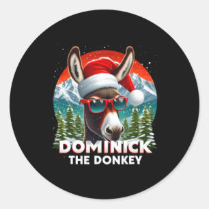 Kerstmis Dominick De Ezel Kerstmis Xmas Ezel Ronde Sticker