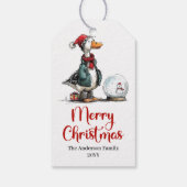 Kerstmis Domme Gans Grappige Cartoon Cadeaubijslui Cadeaulabel (Achterkant)