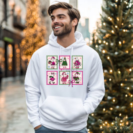Kerstmis Domme Gans Vintage Postzegels Hoodie
