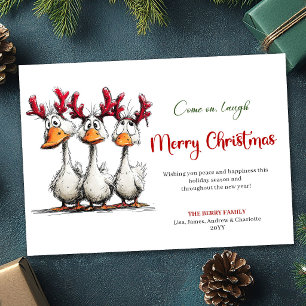 Kerstmis Domme Ganzen Humor Whimsische Wenskaart A Feestdagenkaart