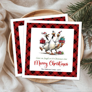 Kerstmis Domme Ganzen Speelse Whimsy Papieren Serv Servet