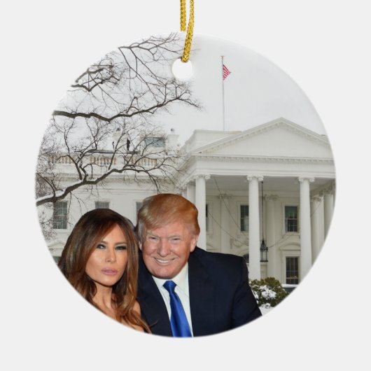 Kerstmis: Donald en Melania Keramisch Ornament (Voorkant)