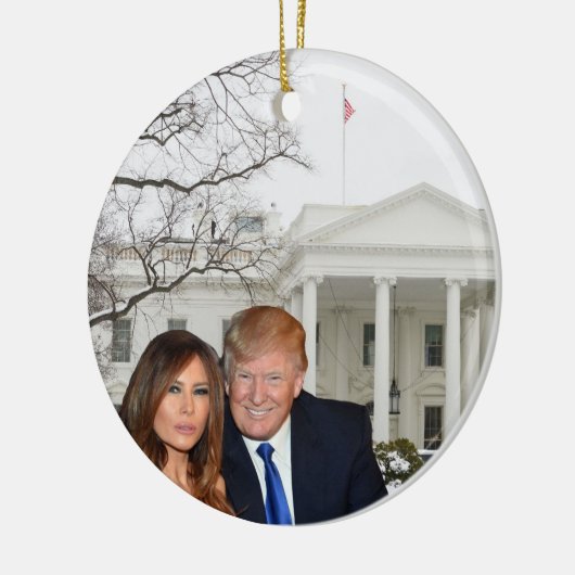 Kerstmis: Donald en Melania Keramisch Ornament (Links)