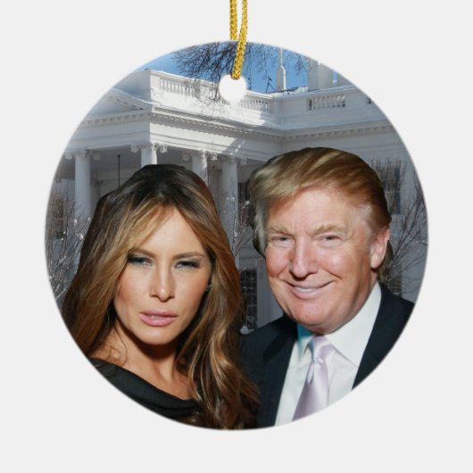 Kerstmis: Donald en Melania Keramisch Ornament (Voorkant)