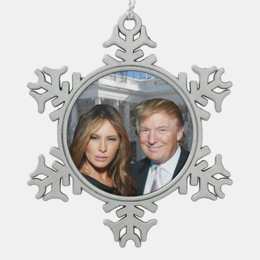 Kerstmis: Donald en Melania Tin Sneeuwvlok Ornament (Voorkant)