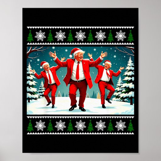 Kerstmis Donald Trump President 2024 Dansen Grappi Poster (Voorkant)