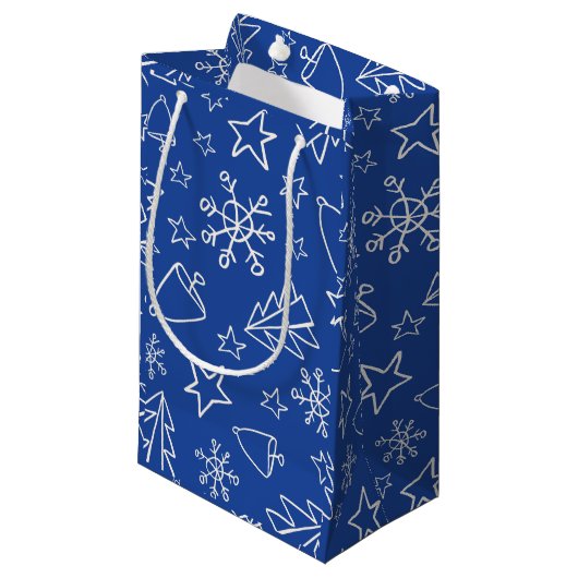 Kerstmis donkerblauwe cadeautas (Voorkant Gekanteld)