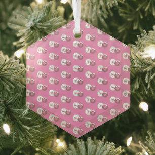 Kerstmis Donuts Strooigoed Bakkerij Roze  Glas Ornament