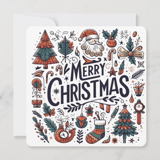 Kerstmis Doodle Kunst Viering Kaart (Voorkant)