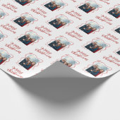 Kerstmis Doodle Script Foto Patroon Cadeaupapier (Hoek)