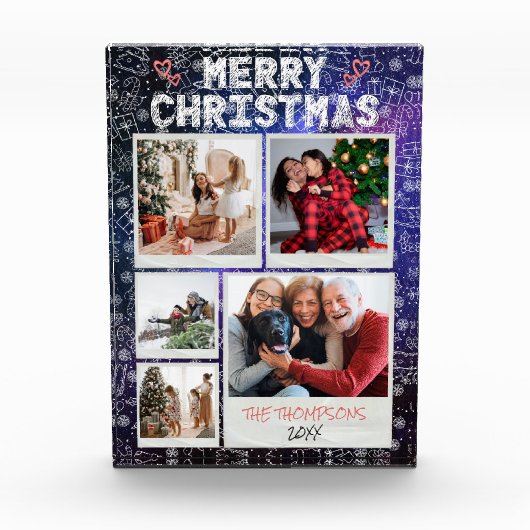 Kerstmis Doodle Starry Night 5 Foto Familie (Voorkant)