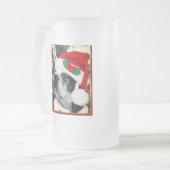 Kerstmis, doodsbange matglas bierpul (Voorkant links)