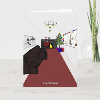 Kerstmis door de brand feestdagen kaart