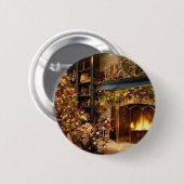 Kerstmis door de haard ronde button 5,7 cm (Voorkant /achterkant)