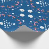 Kerstmis door de Shore Flamingo in de Seashells Na Cadeaupapier (Hoek)