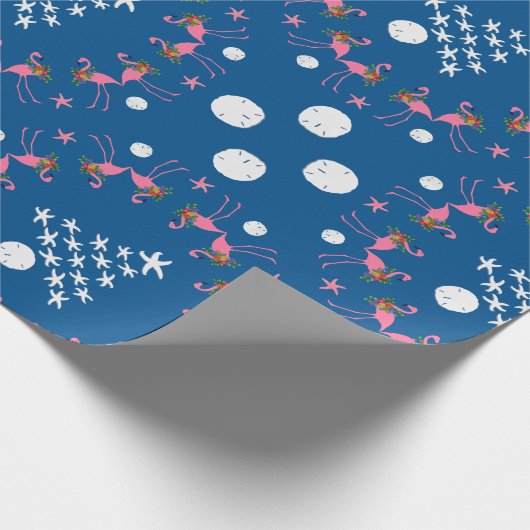 Kerstmis door de Shore Flamingo in de Seashells Na Cadeaupapier (Hoek)