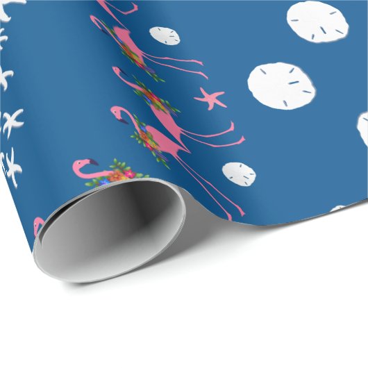 Kerstmis door de Shore Flamingo in de Seashells Na Cadeaupapier (Rol Hoek)