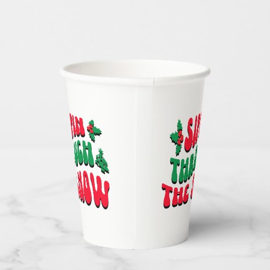 Kerstmis door de sneeuwnende winter papieren bekers (Rechts)