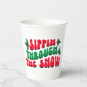 Kerstmis door de sneeuwnende winter papieren bekers (Voorkant)
