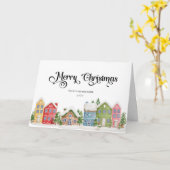 Kerstmis dorp Corporate Greeting Vakantie Kaart (Gele Bloem)