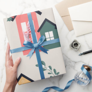 Kerstmis dorp Cute Festive Vakantie Cadeaupapier