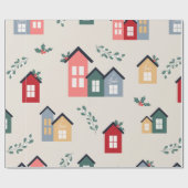 Kerstmis dorp Cute Festive Vakantie Cadeaupapier (Vlak)