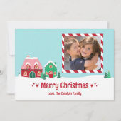 Kerstmis dorp gepersonaliseerde foto kaart (Voorkant)