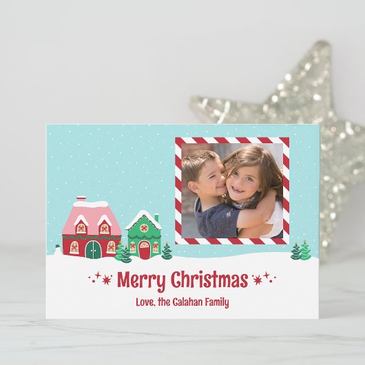 Kerstmis dorp gepersonaliseerde foto kaart