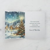 Kerstmis dorp in waterverf vakantiedagen kaart (Binnen)