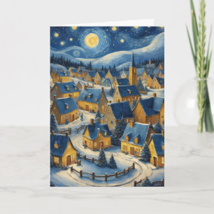 Kerstmis Dorp kaart met Oude Sterrennacht Custom
