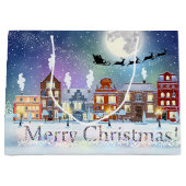 Kerstmis Dorp Kerstman en slee Groot Cadeauzakje (Voorkant)