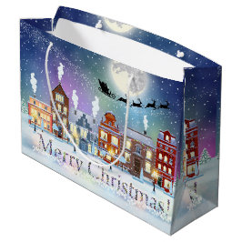 Kerstmis Dorp Kerstman en slee Groot Cadeauzakje