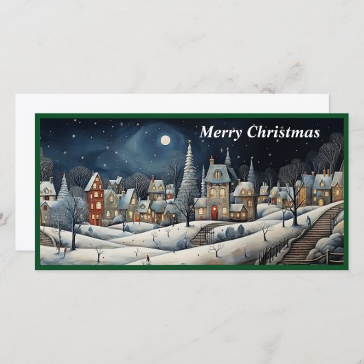 Kerstmis Dorp plat kaart (Voorkant / Achterkant)