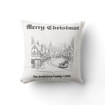 Kerstmis Dorp Sneeuw Landschap Aangepast Feestdag