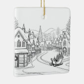 Kerstmis Dorp Sneeuw Scene Persoonlijk Keramisch Ornament (Rechts)