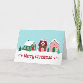 Kerstmis Dorp Wenskaart Kaart
