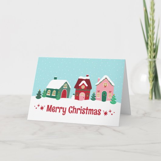 Kerstmis Dorp Wenskaart Kaart (Voorkant)