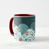 Kerstmis Dorp Winter Auto's Mok (Voorkant links)