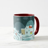 Kerstmis Dorp Winter Auto's Mok (Voorkant rechts)